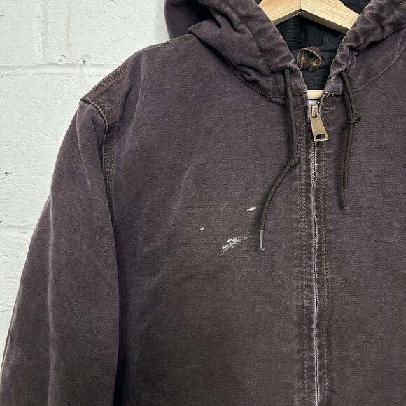 Y2K Carhartt Quilted Hooded Active Jacket “Dark Brown” WJ130 - Picture 4 of 11